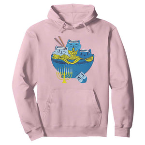 Funny Hanukkah Cat Hoodie Kawaii Cat Eating Ramen Anime Jewish Kitten TS09 Light Pink Print Your Wear