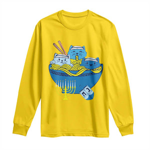 Funny Hanukkah Cat Long Sleeve Shirt Kawaii Cat Eating Ramen Anime Jewish Kitten TS09 Daisy Print Your Wear