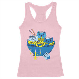 Funny Hanukkah Cat Racerback Tank Top Kawaii Cat Eating Ramen Anime Jewish Kitten TS09 Light Pink Print Your Wear