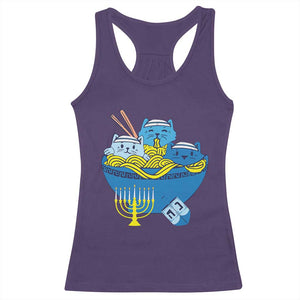 Funny Hanukkah Cat Racerback Tank Top Kawaii Cat Eating Ramen Anime Jewish Kitten TS09 Purple Print Your Wear