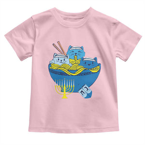 Funny Hanukkah Cat Toddler T Shirt Kawaii Cat Eating Ramen Anime Jewish Kitten TS09 Light Pink Print Your Wear