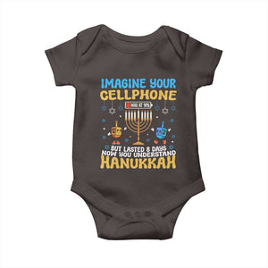 Funny Hanukkah Baby Onesie Imagine Cellphone Was At 10 Percent TS09 Dark Chocolate Print Your Wear