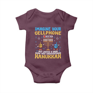 Funny Hanukkah Baby Onesie Imagine Cellphone Was At 10 Percent TS09 Maroon Print Your Wear