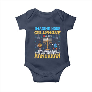 Funny Hanukkah Baby Onesie Imagine Cellphone Was At 10 Percent TS09 Navy Print Your Wear