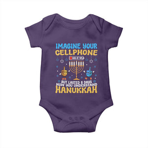 Funny Hanukkah Baby Onesie Imagine Cellphone Was At 10 Percent TS09 Purple Print Your Wear