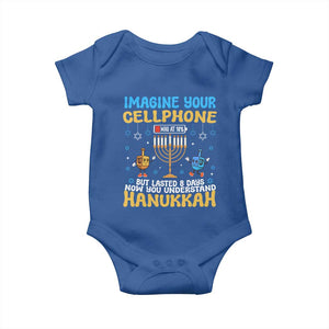 Funny Hanukkah Baby Onesie Imagine Cellphone Was At 10 Percent TS09 Royal Blue Print Your Wear