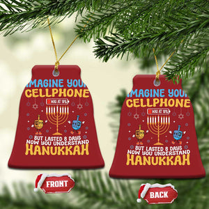 Funny Hanukkah Christmas Ornament Imagine Cellphone Was At 10 Percent TS09 Bell Flake Red Print Your Wear