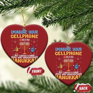 Funny Hanukkah Christmas Ornament Imagine Cellphone Was At 10 Percent TS09 Heart Red Print Your Wear