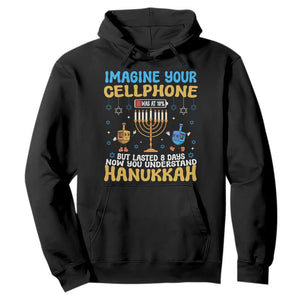 Funny Hanukkah Hoodie Imagine Cellphone Was At 10 Percent TS09 Black Print Your Wear