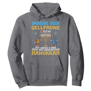 Funny Hanukkah Hoodie Imagine Cellphone Was At 10 Percent TS09 Charcoal Print Your Wear