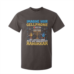 Funny Hanukkah T Shirt For Kid Imagine Cellphone Was At 10 Percent TS09 Dark Chocolate Print Your Wear