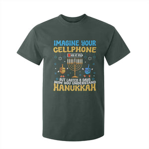 Funny Hanukkah T Shirt For Kid Imagine Cellphone Was At 10 Percent TS09 Dark Forest Green Print Your Wear