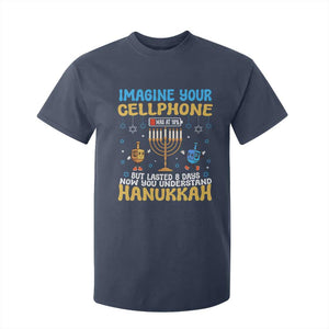 Funny Hanukkah T Shirt For Kid Imagine Cellphone Was At 10 Percent TS09 Navy Print Your Wear