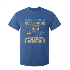 Funny Hanukkah T Shirt For Kid Imagine Cellphone Was At 10 Percent TS09 Royal Blue Print Your Wear