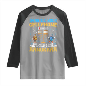 Funny Hanukkah Raglan Shirt Imagine Cellphone Was At 10 Percent TS09 Sport Gray Black Print Your Wear