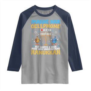 Funny Hanukkah Raglan Shirt Imagine Cellphone Was At 10 Percent TS09 Sport Gray Navy Print Your Wear