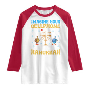 Funny Hanukkah Raglan Shirt Imagine Cellphone Was At 10 Percent TS09 White Red Print Your Wear