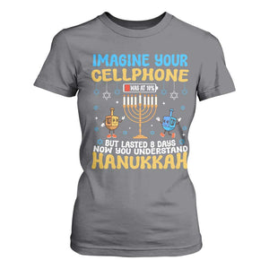 Funny Hanukkah T Shirt For Women Imagine Cellphone Was At 10 Percent TS09 Charcoal Print Your Wear