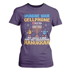 Funny Hanukkah T Shirt For Women Imagine Cellphone Was At 10 Percent TS09 Purple Print Your Wear