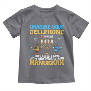 Funny Hanukkah Toddler T Shirt Imagine Cellphone Was At 10 Percent TS09 Charcoal Print Your Wear