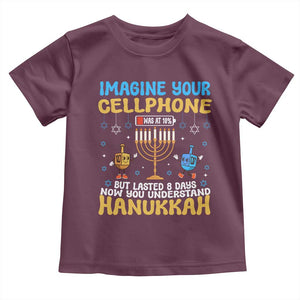 Funny Hanukkah Toddler T Shirt Imagine Cellphone Was At 10 Percent TS09 Maroon Print Your Wear