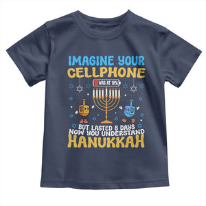 Funny Hanukkah Toddler T Shirt Imagine Cellphone Was At 10 Percent TS09 Navy Print Your Wear