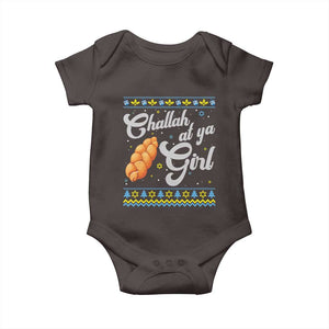 Funny Hanukkah Baby Onesie Challah At Ya Girl TS09 Dark Chocolate Print Your Wear