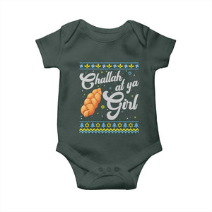 Funny Hanukkah Baby Onesie Challah At Ya Girl TS09 Dark Forest Green Print Your Wear