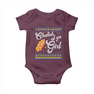 Funny Hanukkah Baby Onesie Challah At Ya Girl TS09 Maroon Print Your Wear