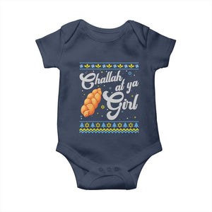 Funny Hanukkah Baby Onesie Challah At Ya Girl TS09 Navy Print Your Wear