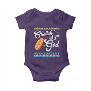 Funny Hanukkah Baby Onesie Challah At Ya Girl TS09 Purple Print Your Wear