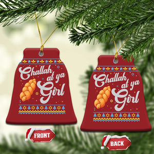 Funny Hanukkah Christmas Ornament Challah At Ya Girl TS09 Bell Flake Red Print Your Wear