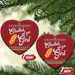 Funny Hanukkah Christmas Ornament Challah At Ya Girl TS09 Heart Red Print Your Wear