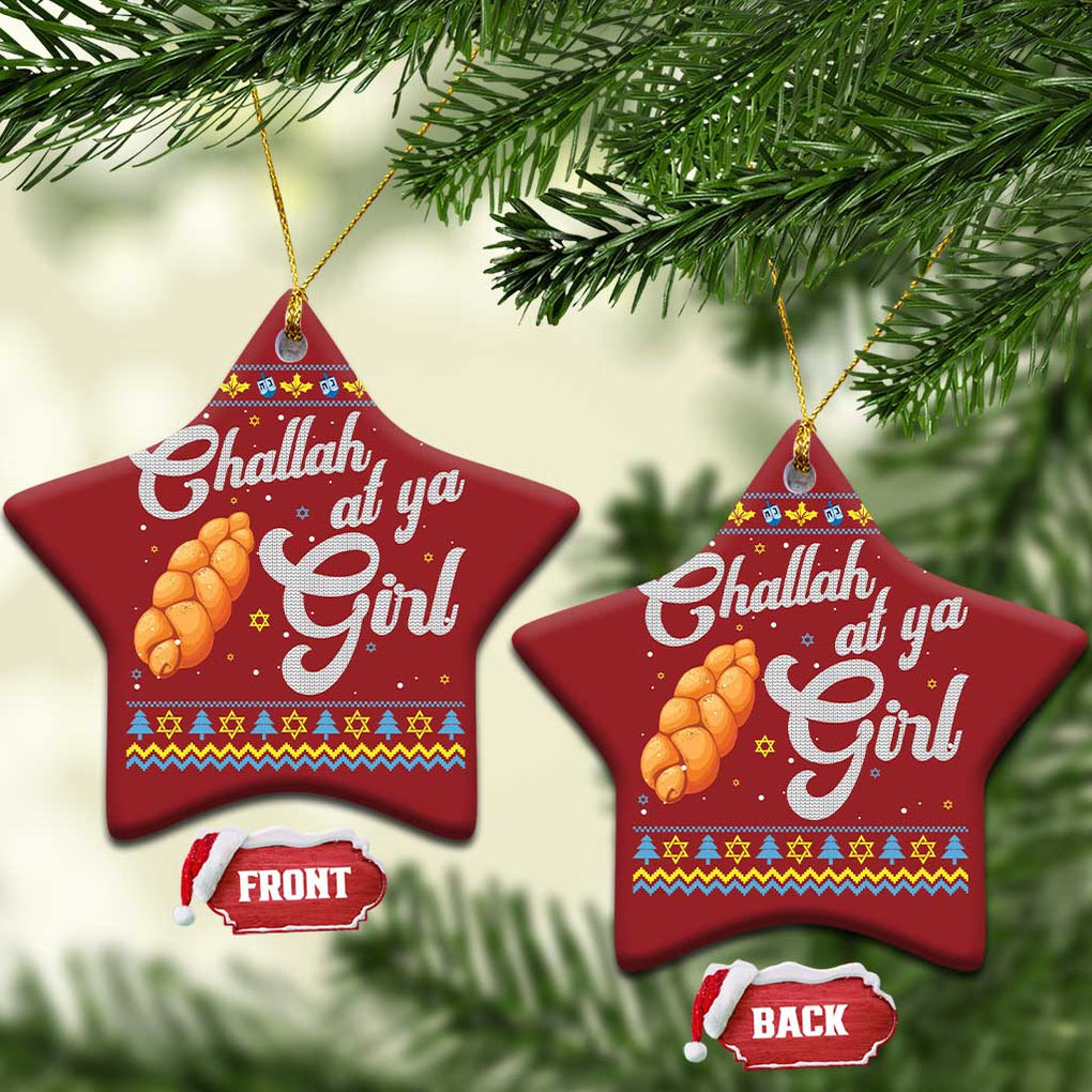 Funny Hanukkah Christmas Ornament Challah At Ya Girl TS09 Star Red Print Your Wear