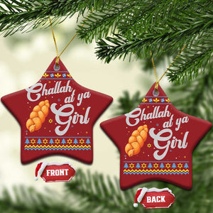 Funny Hanukkah Christmas Ornament Challah At Ya Girl TS09 Star Red Print Your Wear