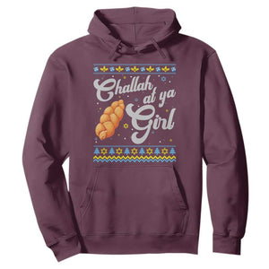 Funny Hanukkah Hoodie Challah At Ya Girl TS09 Maroon Print Your Wear