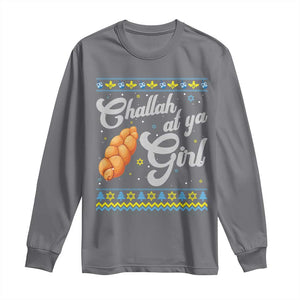 Funny Hanukkah Long Sleeve Shirt Challah At Ya Girl TS09 Charcoal Print Your Wear