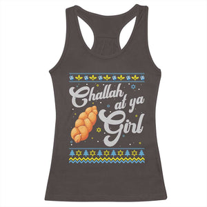Funny Hanukkah Racerback Tank Top Challah At Ya Girl TS09 Dark Chocolate Print Your Wear