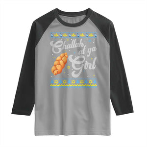 Funny Hanukkah Raglan Shirt Challah At Ya Girl TS09 Sport Gray Black Print Your Wear