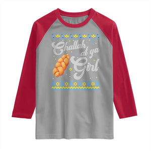 Funny Hanukkah Raglan Shirt Challah At Ya Girl TS09 Sport Gray Red Print Your Wear