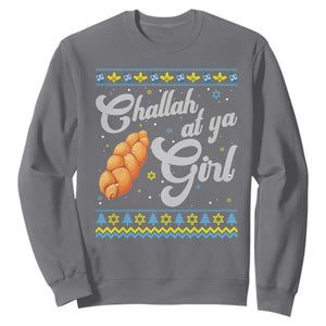 Funny Hanukkah Sweatshirt Challah At Ya Girl TS09 Charcoal Print Your Wear