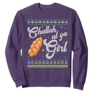 Funny Hanukkah Sweatshirt Challah At Ya Girl TS09 Purple Print Your Wear