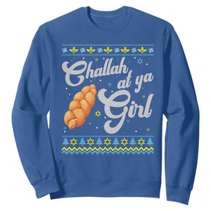 Funny Hanukkah Sweatshirt Challah At Ya Girl TS09 Royal Blue Print Your Wear