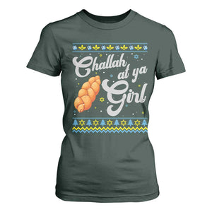 Funny Hanukkah T Shirt For Women Challah At Ya Girl TS09 Dark Forest Green Print Your Wear