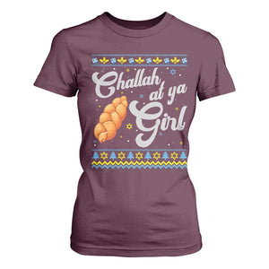 Funny Hanukkah T Shirt For Women Challah At Ya Girl TS09 Maroon Print Your Wear