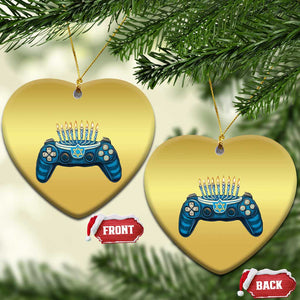 Funny Hanukkah Gamer Gaming Christmas Ornament TS09 Heart Gold Print Your Wear