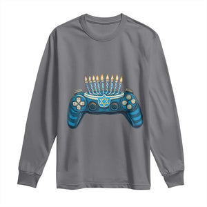 Funny Hanukkah Gamer Gaming Long Sleeve Shirt TS09 Charcoal Print Your Wear