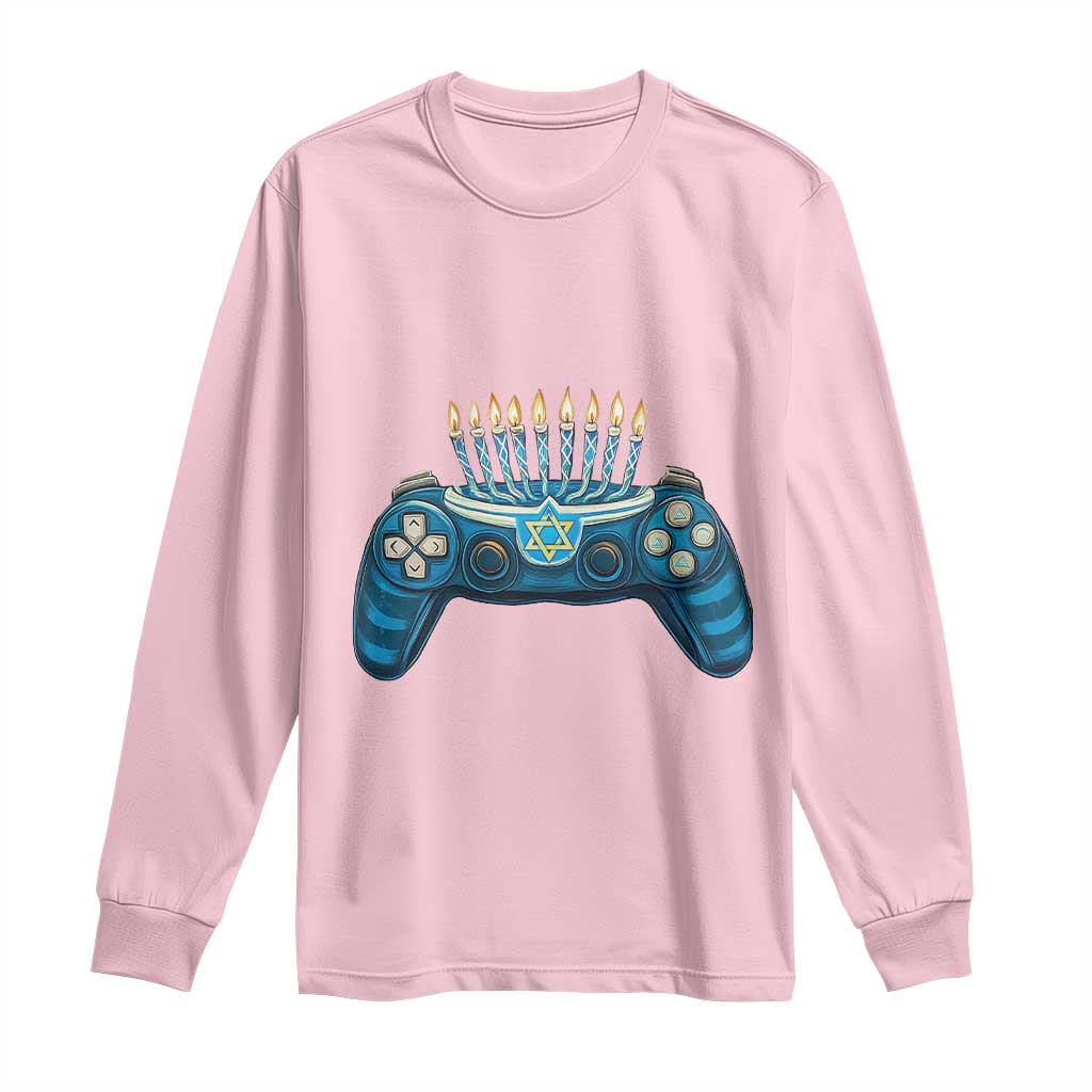 Funny Hanukkah Gamer Gaming Long Sleeve Shirt TS09 Light Pink Print Your Wear