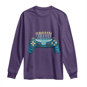 Funny Hanukkah Gamer Gaming Long Sleeve Shirt TS09 Purple Print Your Wear