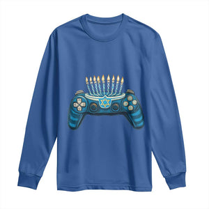 Funny Hanukkah Gamer Gaming Long Sleeve Shirt TS09 Royal Blue Print Your Wear